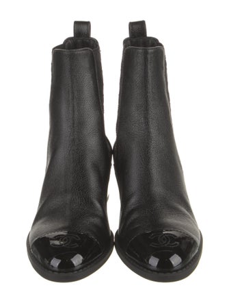Chanel Interlocking CC Logo Leather Chelsea Boots