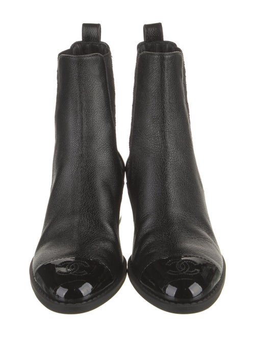 Chanel Interlocking CC Logo Leather Chelsea Boots