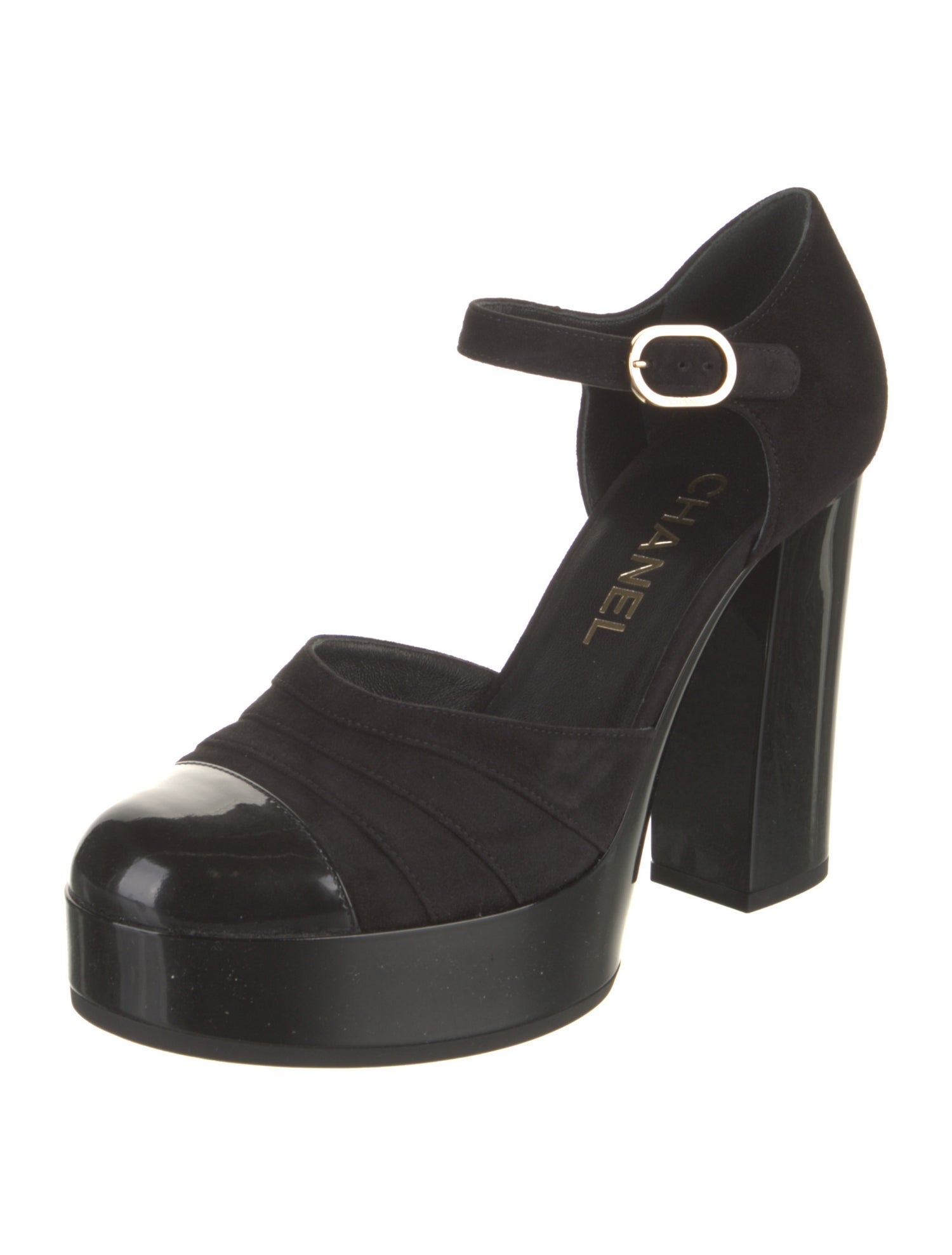 Chanel Interlocking CC Logo Suede D'Orsay Pumps