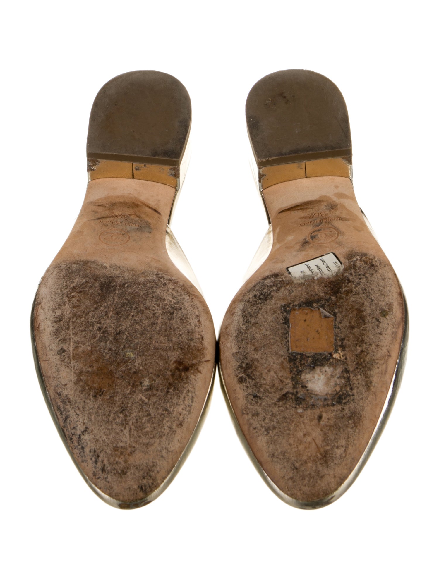 Chanel Interlocking CC Logo Patent Leather Mules