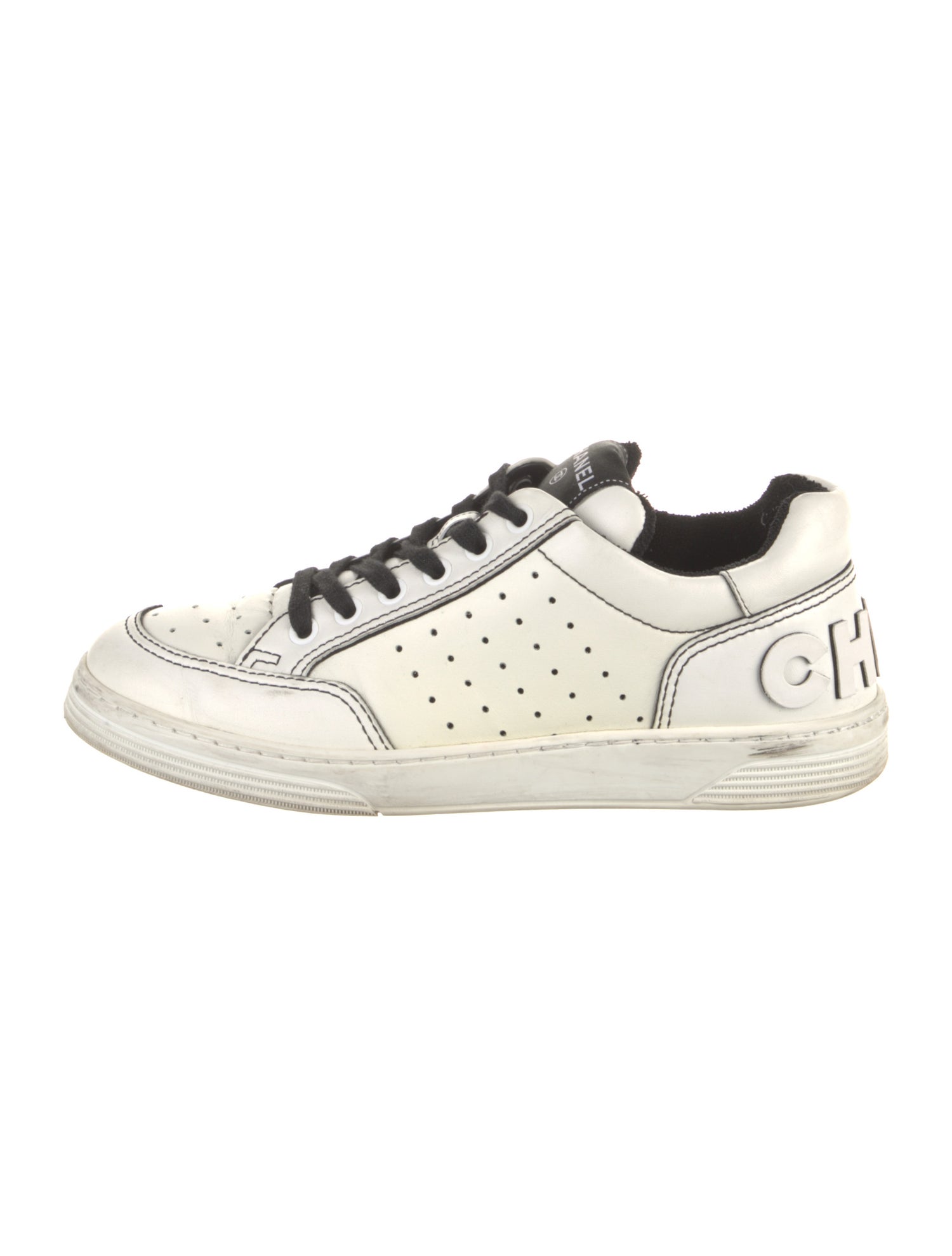 Chanel Interlocking CC Logo Leather Sneakers