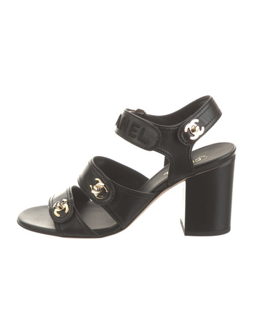 Chanel Interlocking CC Logo Lambskin Sandals