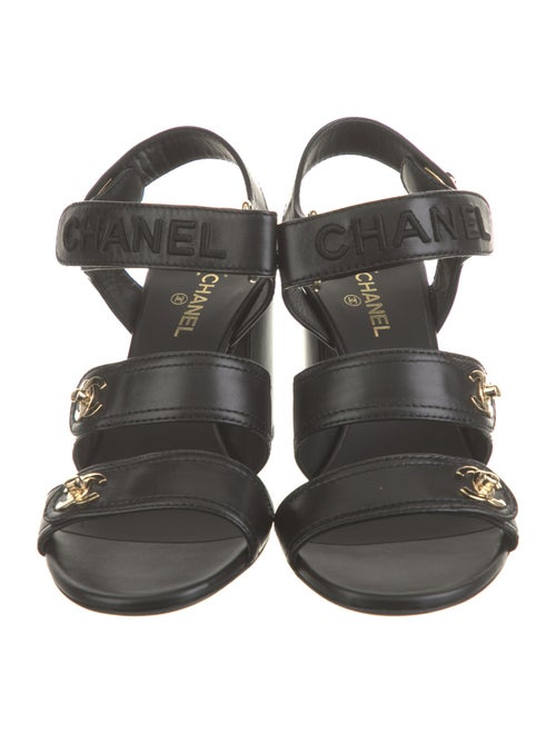 Chanel Interlocking CC Logo Lambskin Sandals