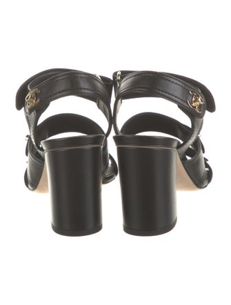 Chanel Interlocking CC Logo Lambskin Sandals