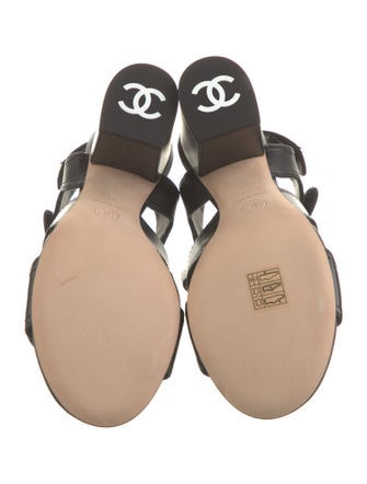 Chanel Interlocking CC Logo Lambskin Sandals