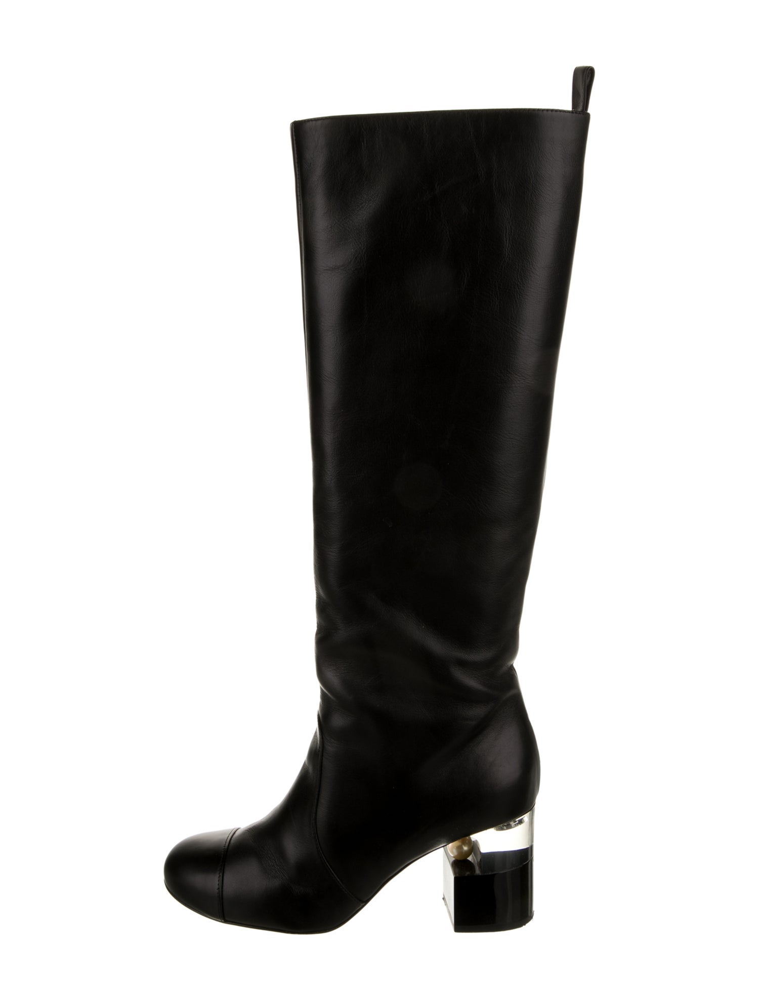 Chanel 2015 Faux Pearl Accents Riding Boots