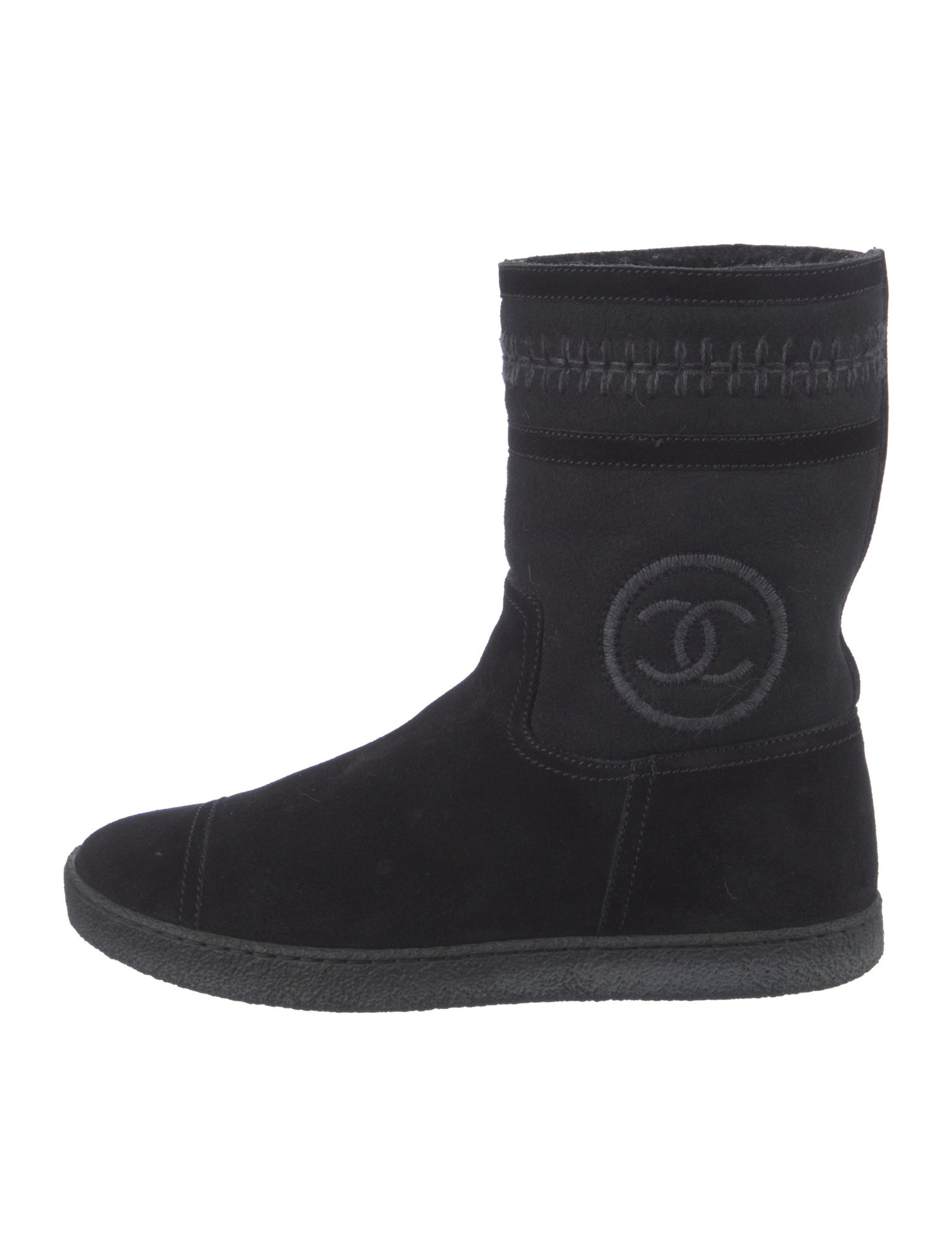 Chanel Interlocking CC Logo Suede Sock Boots