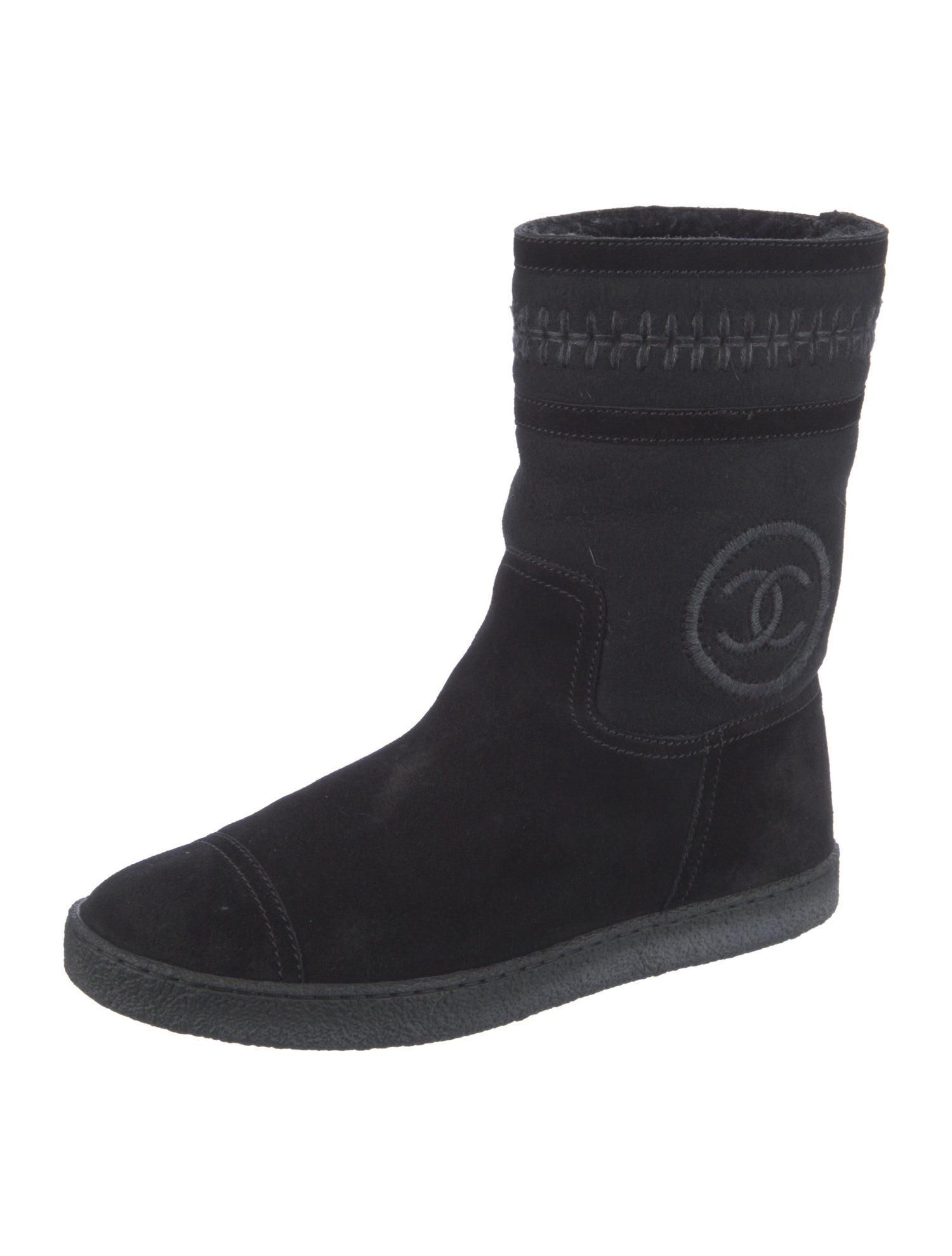 Chanel Interlocking CC Logo Suede Sock Boots