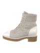 Chanel Interlocking CC Logo Suede Combat Boots