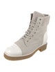 Chanel Interlocking CC Logo Suede Combat Boots