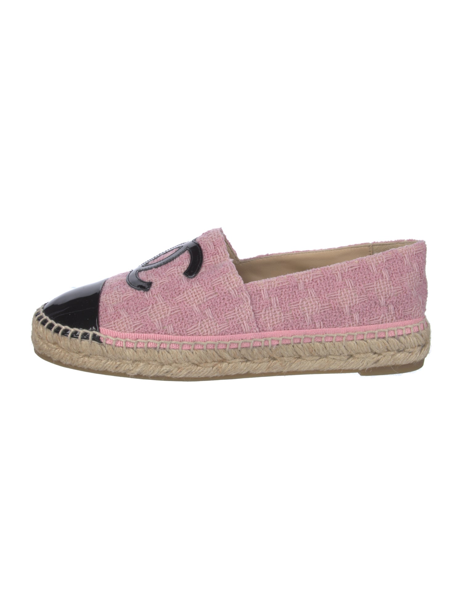 Chanel Interlocking CC Logo Tweed Espadrilles