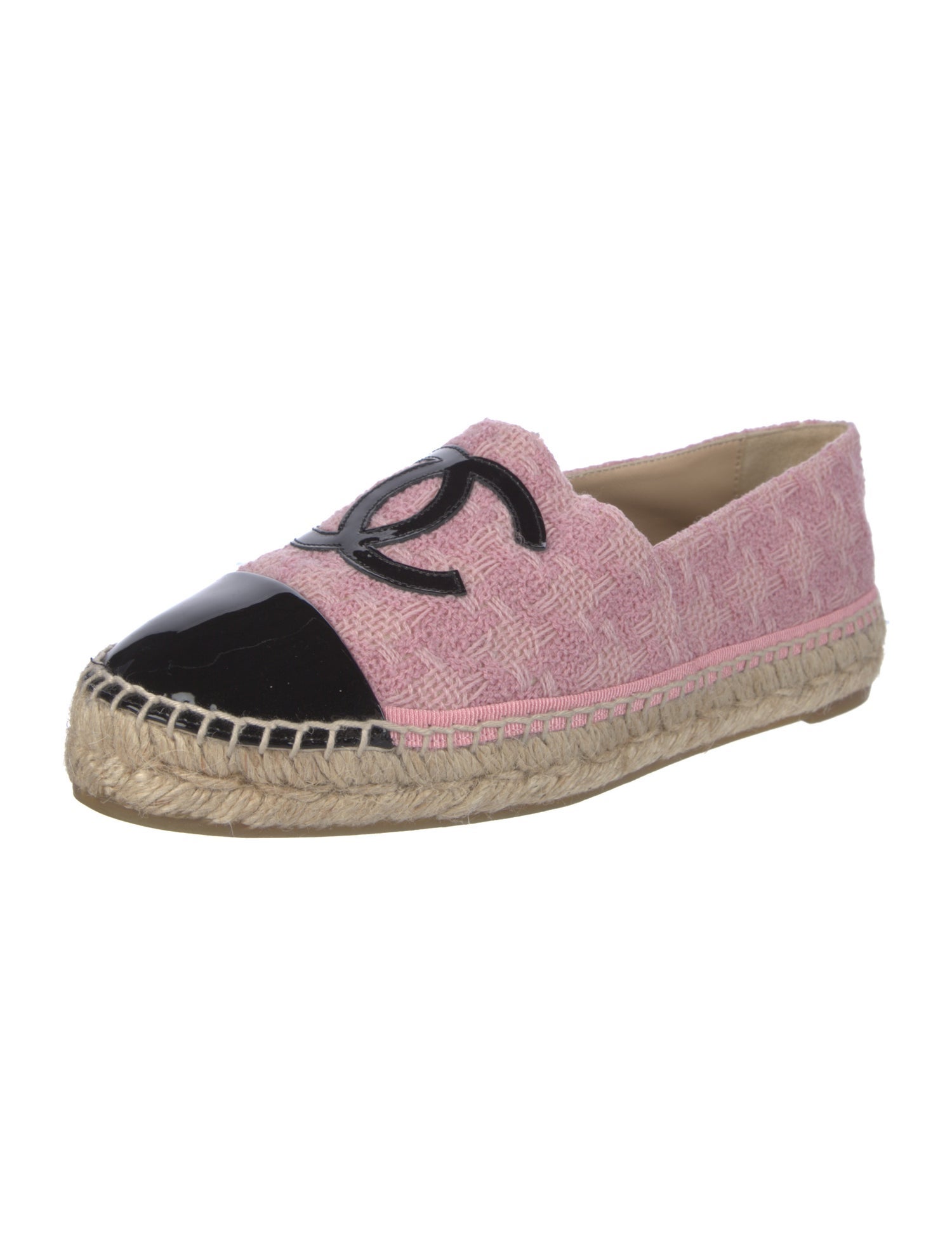 Chanel Interlocking CC Logo Tweed Espadrilles