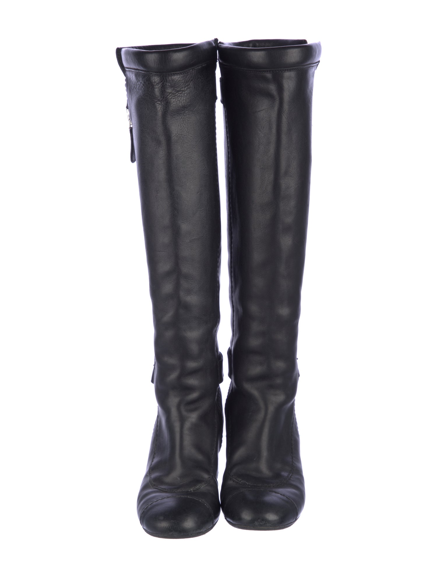 Chanel Interlocking CC Logo Leather Riding Boots
