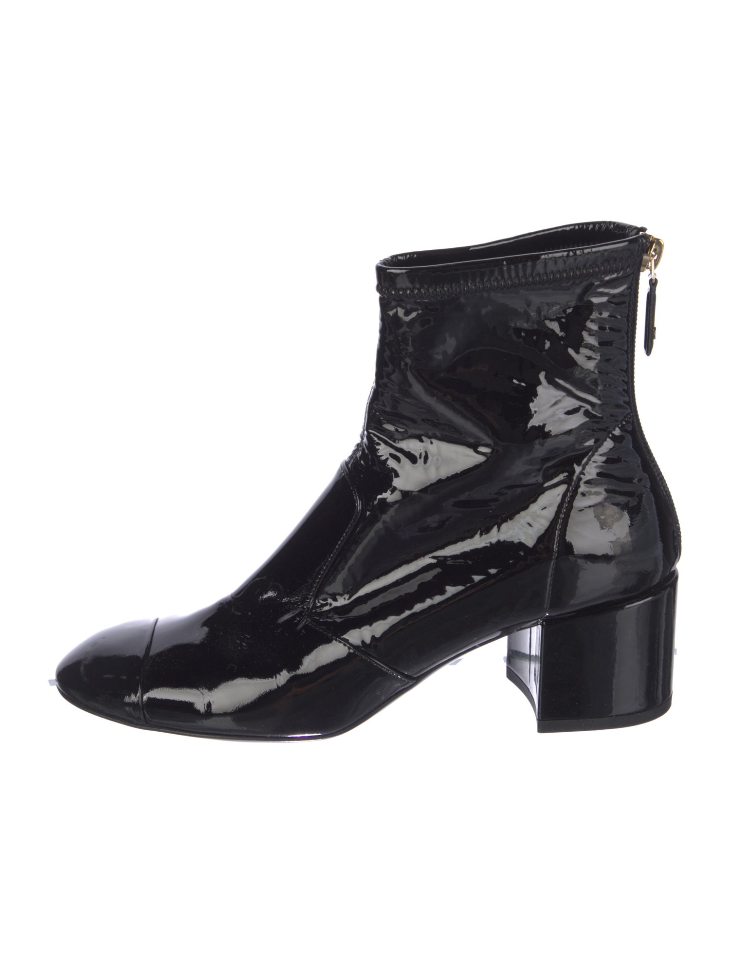 Chanel Interlocking CC Logo Patent Leather Boots