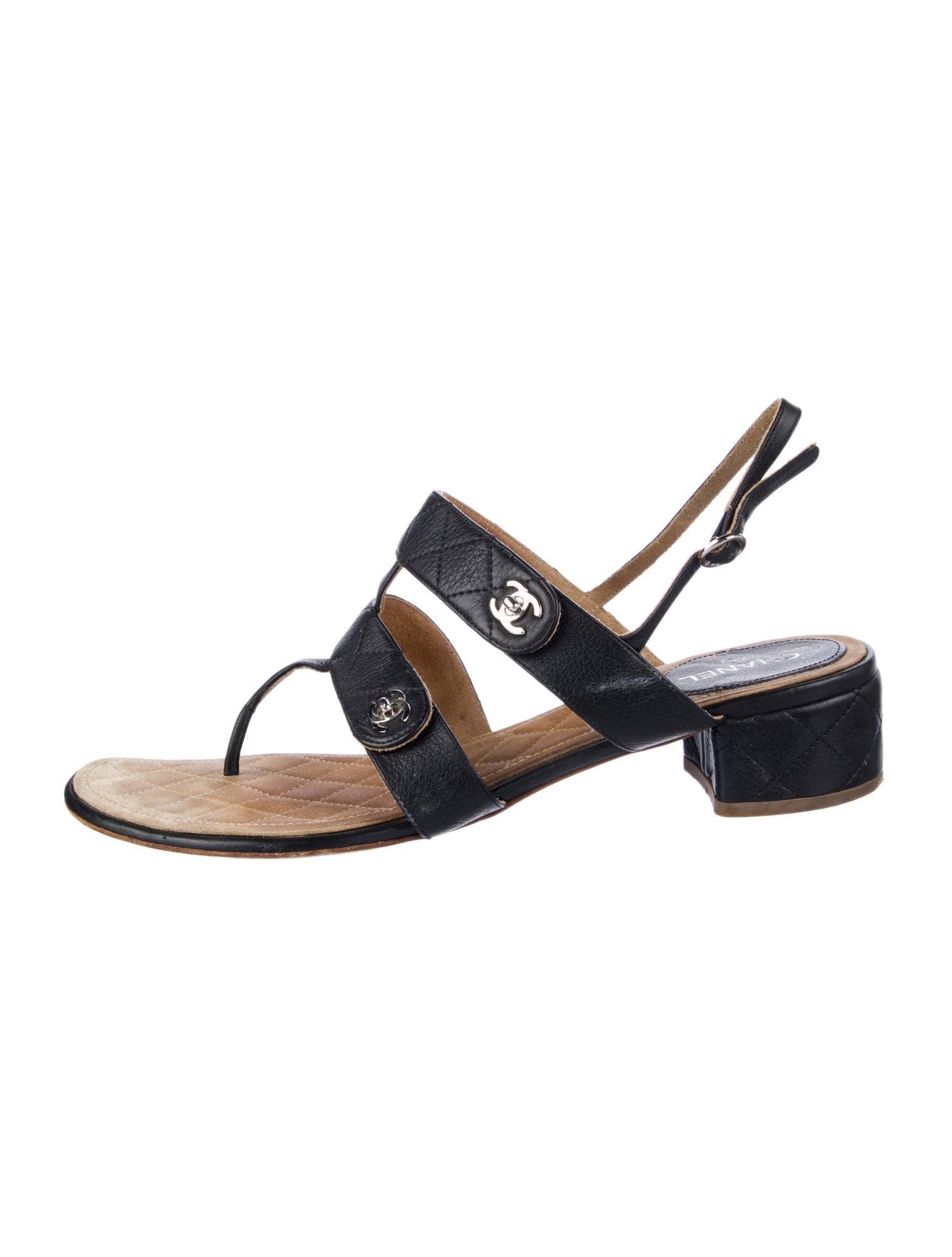 Chanel Vintage Interlocking CC Logo Slingback Sandals