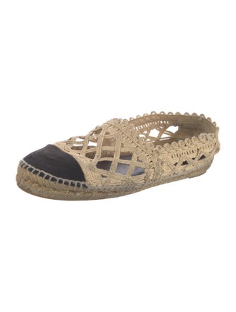 Chanel Interlocking CC Logo Raffia Espadrilles