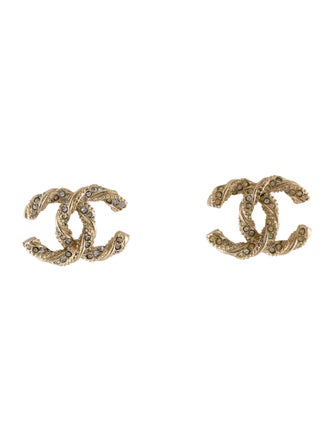 Chanel Strass CC Stud Earrings