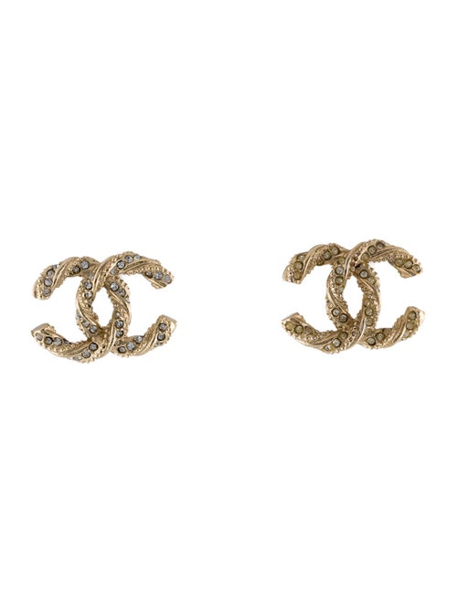 Chanel Strass CC Stud Earrings