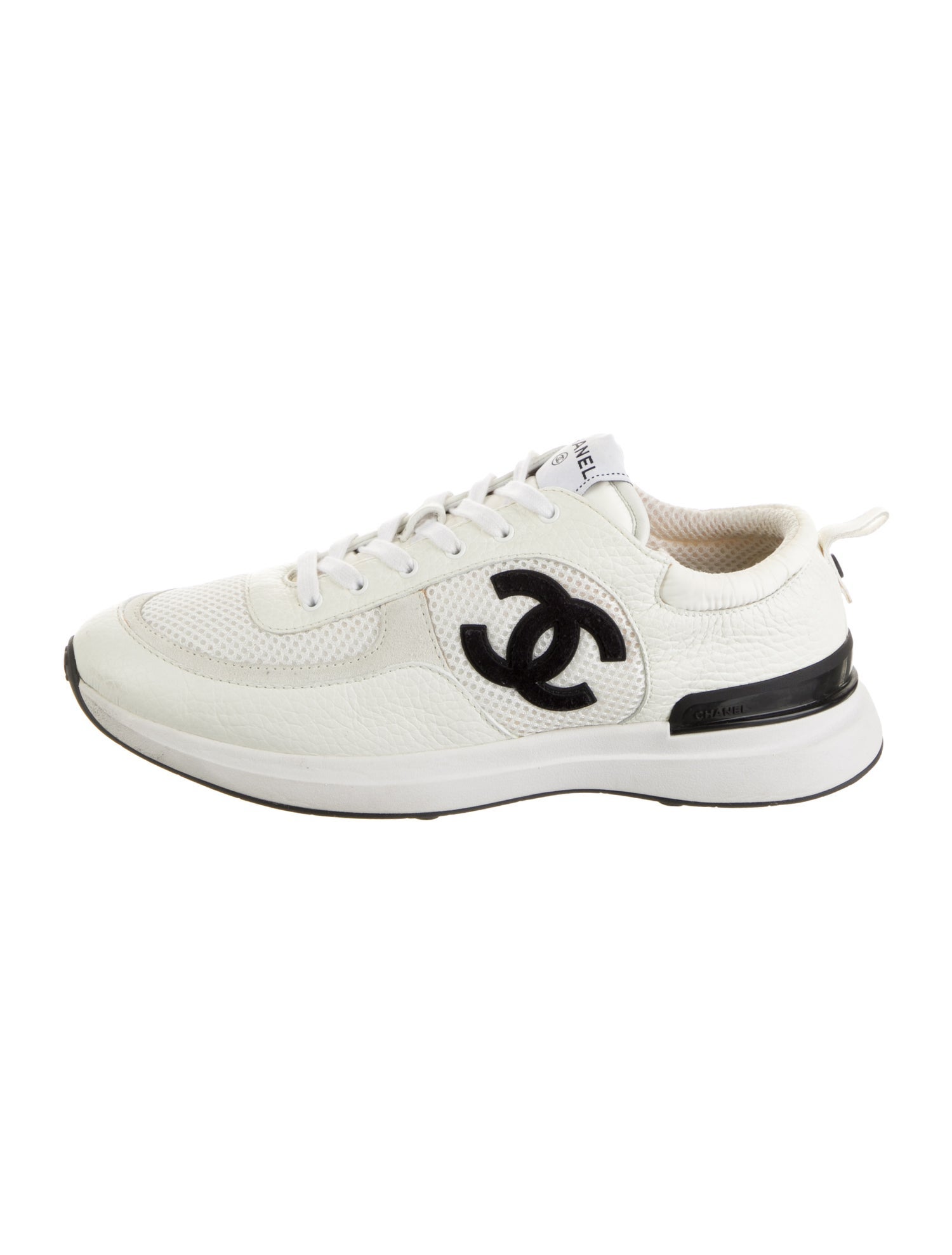 Chanel Interlocking CC Logo Leather Sneakers