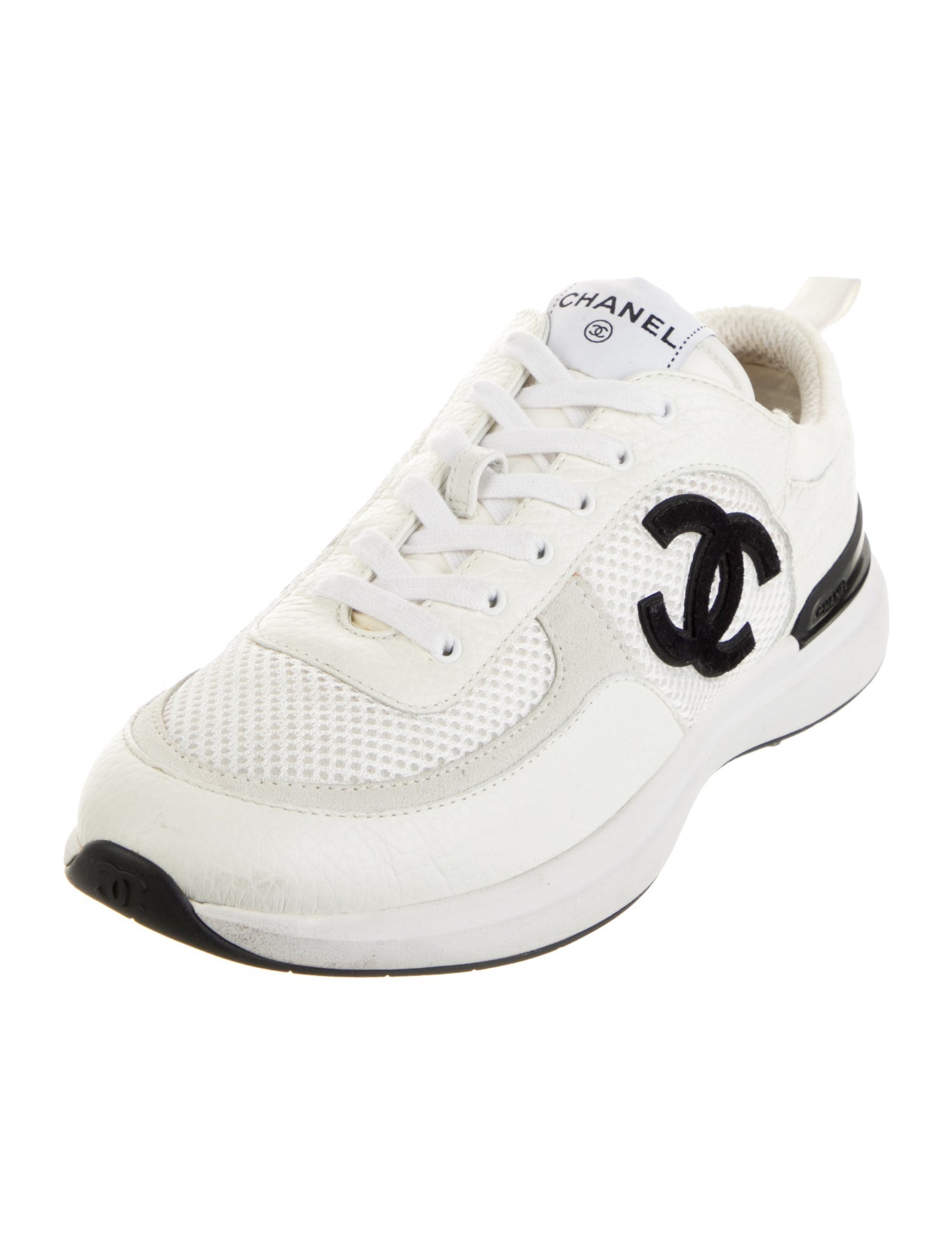 Chanel Interlocking CC Logo Leather Sneakers