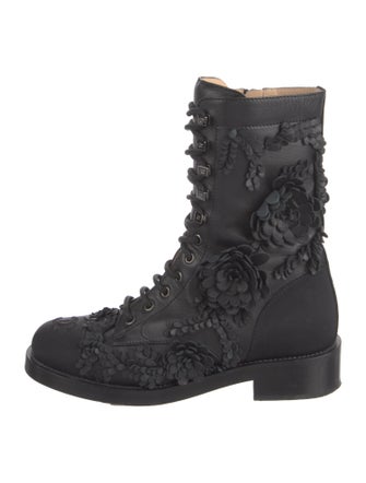 Chanel Interlocking CC Logo Leather Combat Boots
