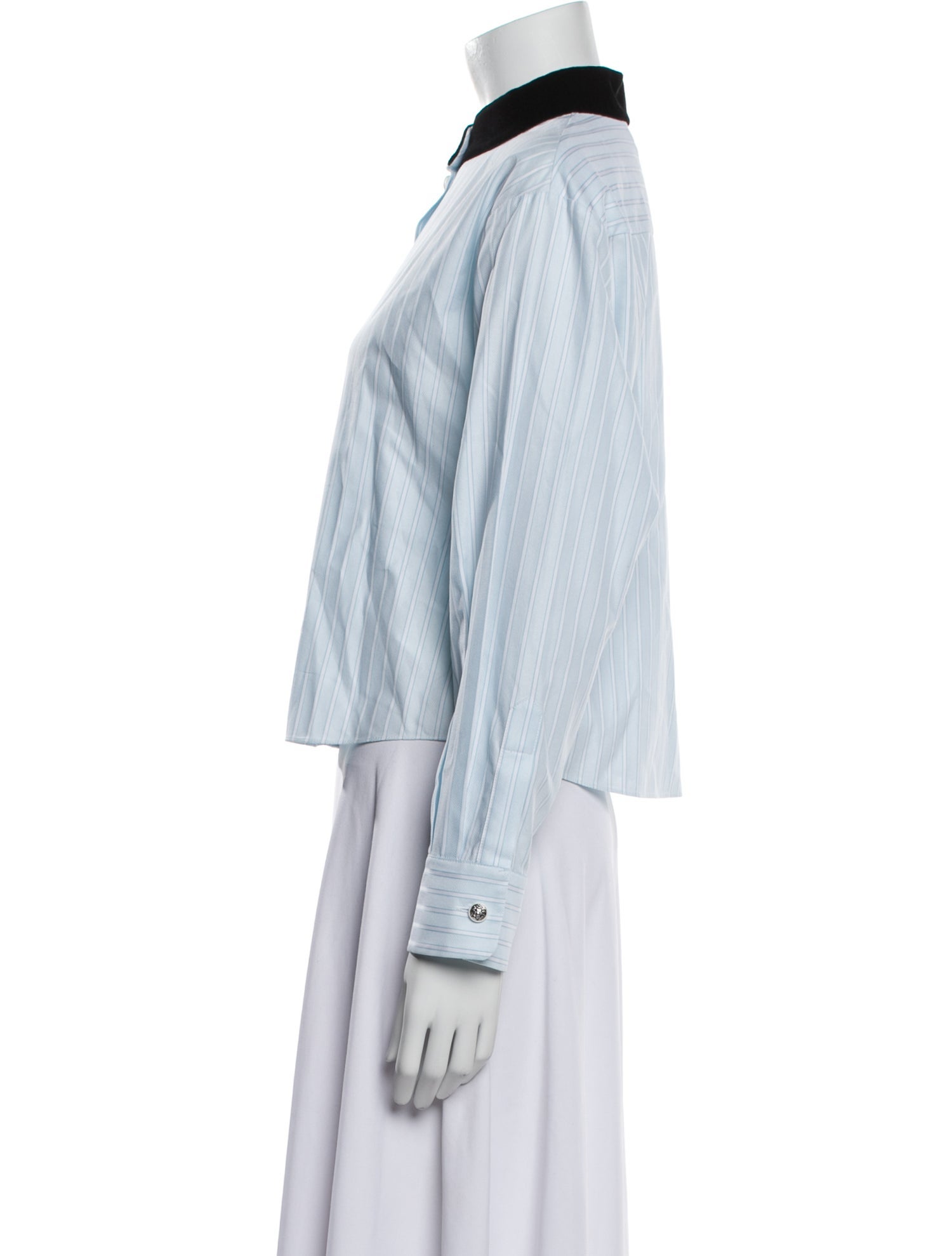 Chanel 2022 Striped Button-Up Top