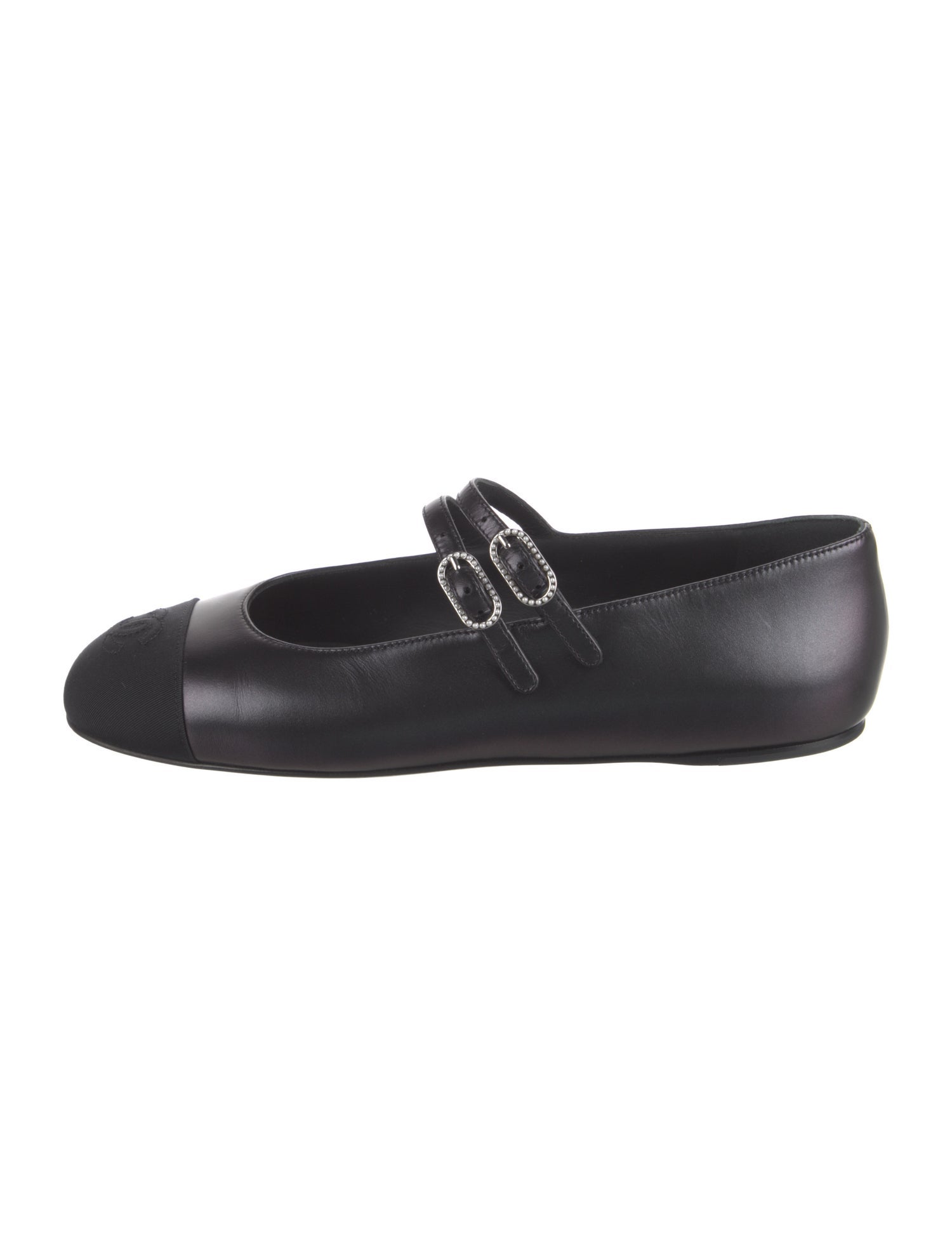 Chanel Interlocking CC Logo Leather Mary Jane Flats