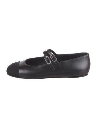 Chanel Interlocking CC Logo Leather Mary Jane Flats