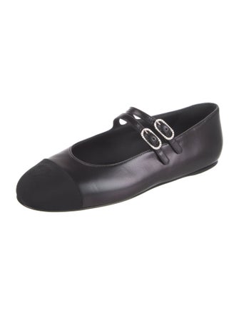 Chanel Interlocking CC Logo Leather Mary Jane Flats