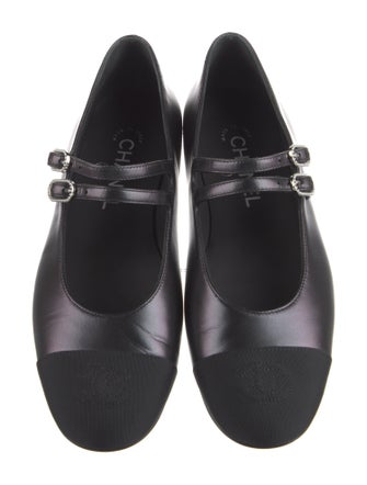 Chanel Interlocking CC Logo Leather Mary Jane Flats
