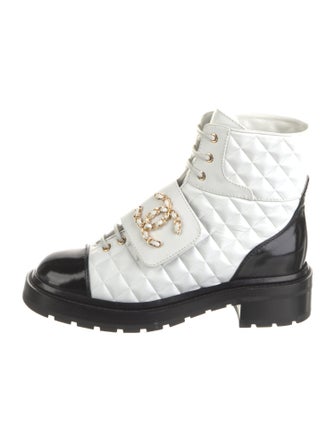 Chanel Interlocking CC Logo Leather Boots