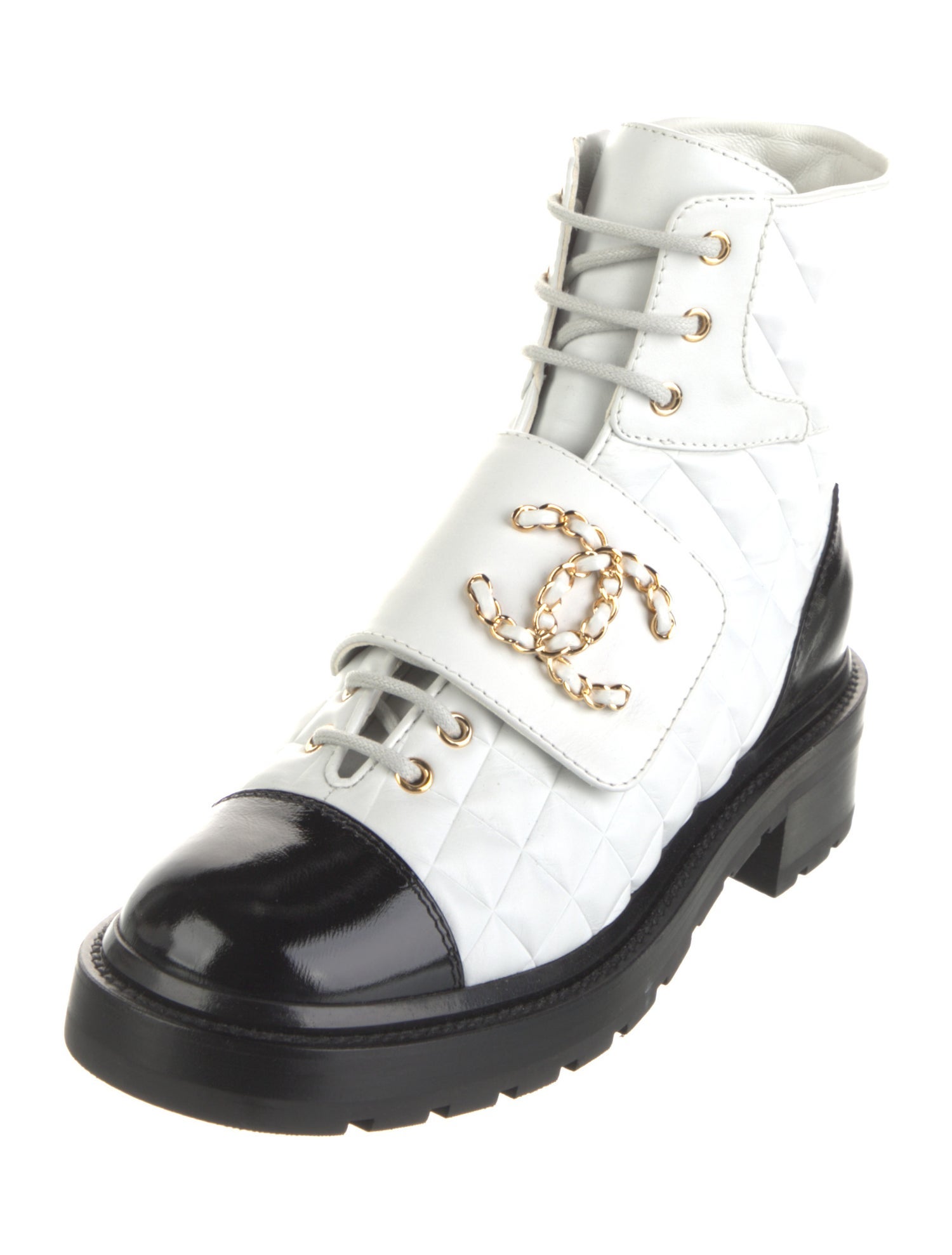 Chanel Interlocking CC Logo Leather Boots
