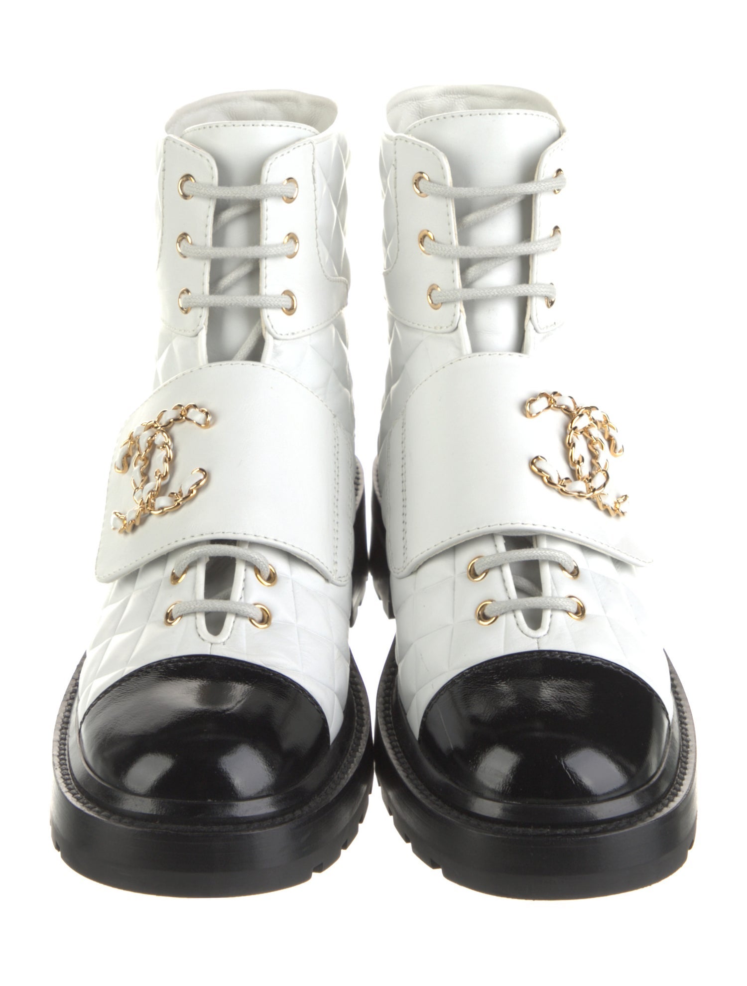 Chanel Interlocking CC Logo Leather Boots