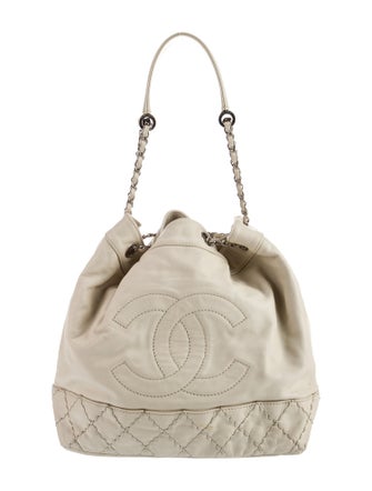 Chanel Surpique Drawstring Bucket Bag