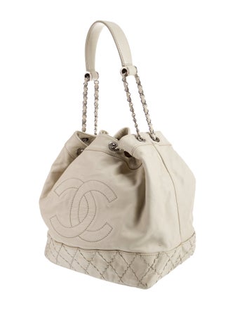 Chanel Surpique Drawstring Bucket Bag