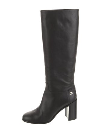 Chanel Interlocking CC Logo Leather Riding Boots