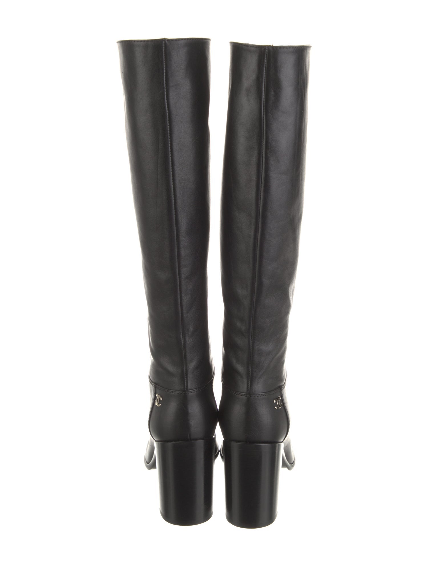 Chanel Interlocking CC Logo Leather Riding Boots