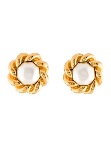 Chanel Clip-On Vintage Faux Pearl Earrings