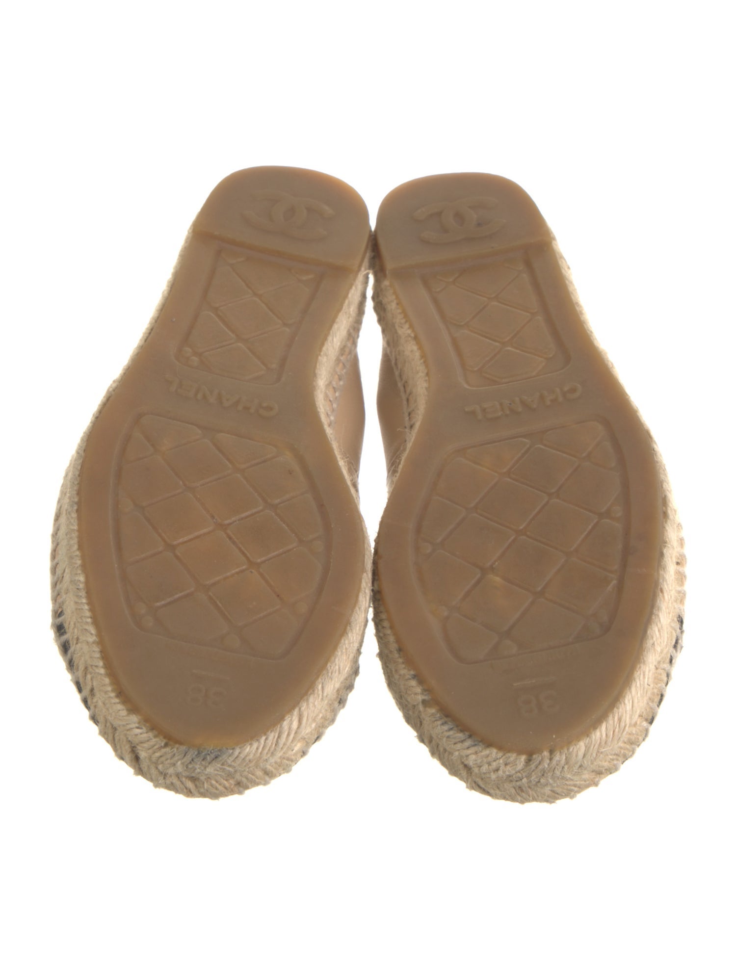 Chanel Interlocking CC Logo Leather Espadrilles