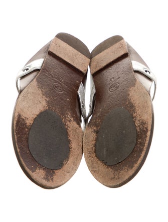 Chanel Interlocking CC Logo Leather Flip Flops