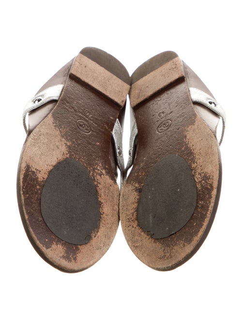 Chanel Interlocking CC Logo Leather Flip Flops