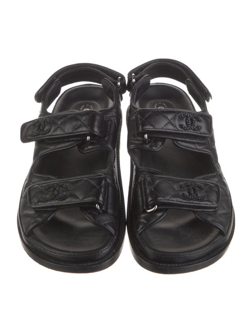 Chanel Interlocking CC Logo Leather Slingback Sandals