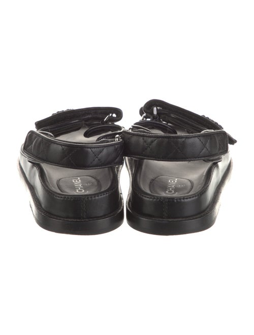 Chanel Interlocking CC Logo Leather Slingback Sandals