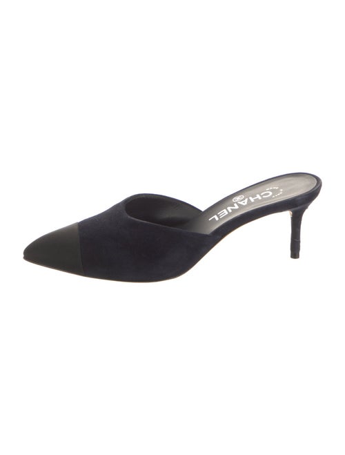 Chanel Interlocking CC Logo Suede Mules