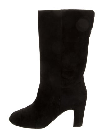 Chanel Interlocking CC Logo Suede Boots