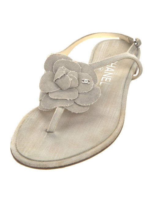 Chanel Interlocking CC Logo Canvas Slingback Sandals