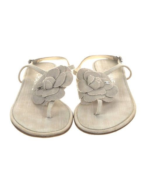 Chanel Interlocking CC Logo Canvas Slingback Sandals