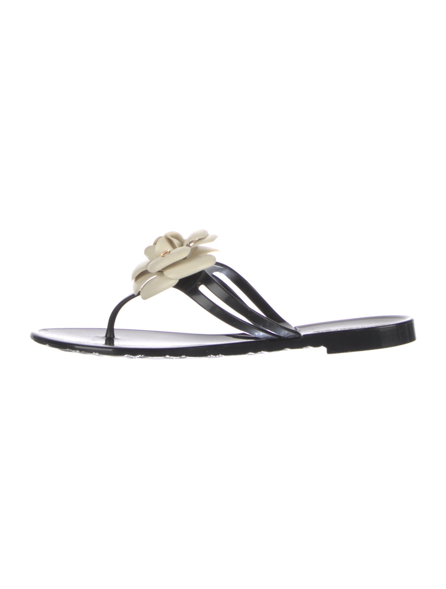 Chanel Interlocking CC Logo Rubber Flip Flops