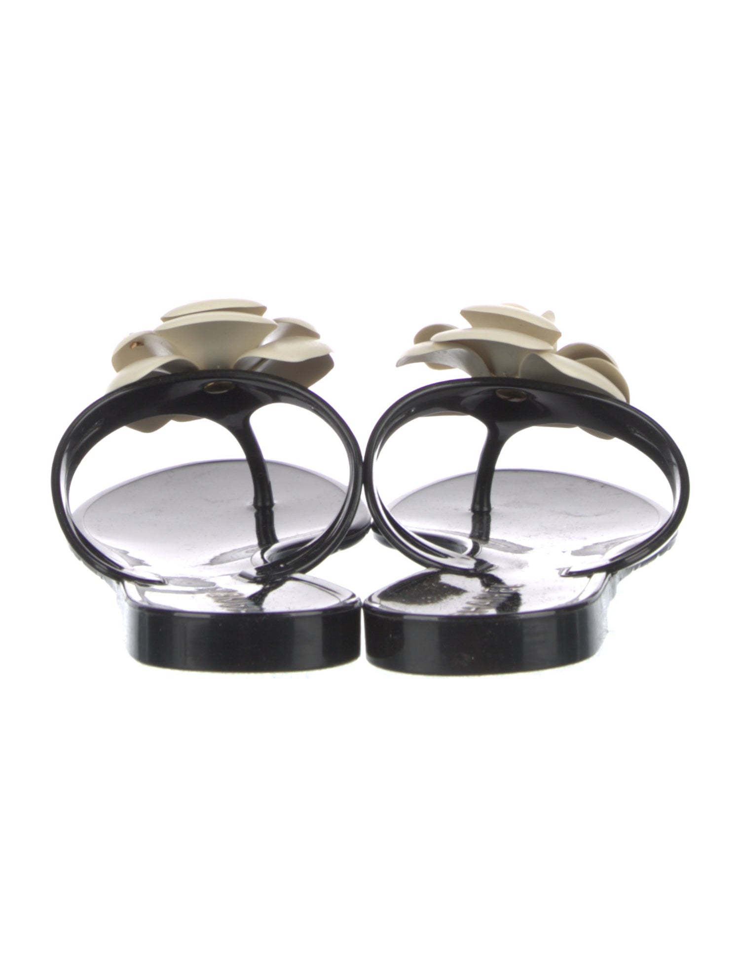 Chanel Interlocking CC Logo Rubber Flip Flops