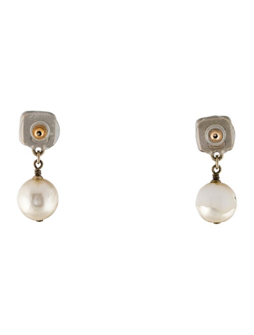 Chanel Faux Pearl & Resin CC Drop Earrings